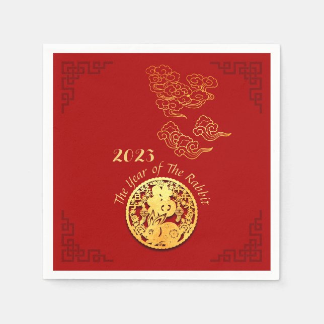 Serviette En Papier Nuages Auspicious Chinois Nouvel An Rabbit PN (Devant)