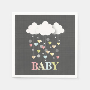 Serviette En Papier Nuages + Baby shower de neutre de coeurs