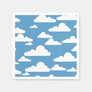 SERVIETTE EN PAPIER NUAGES BLANCS
