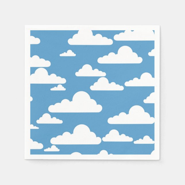 SERVIETTE EN PAPIER NUAGES BLANCS (Devant)