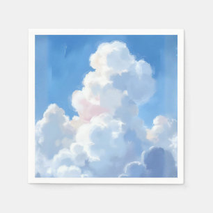 Serviette En Papier Nuages Blancs Beau Ciel Bleu Aquarelle