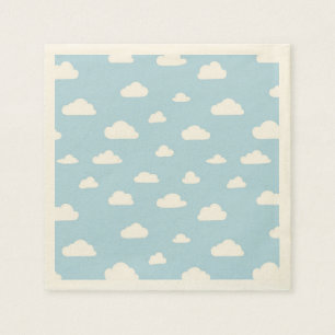 Serviette En Papier Nuages blancs de bande dessinée sur le motif bleu