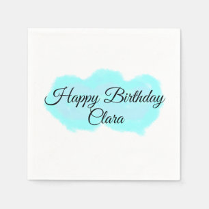 Serviette En Papier Nuages bleu vert pastel heureux anniversaire enfan