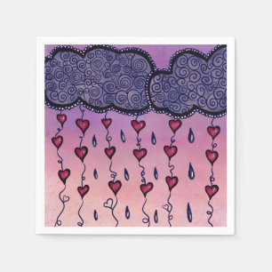 Serviette En Papier Nuages, cœurs et gouttes de pluie mignons