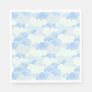 Serviette En Papier Nuages de pluie à pointes bleues