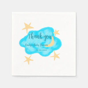 Serviette En Papier Nuages étoilés de lune aquarelle baby shower ajout