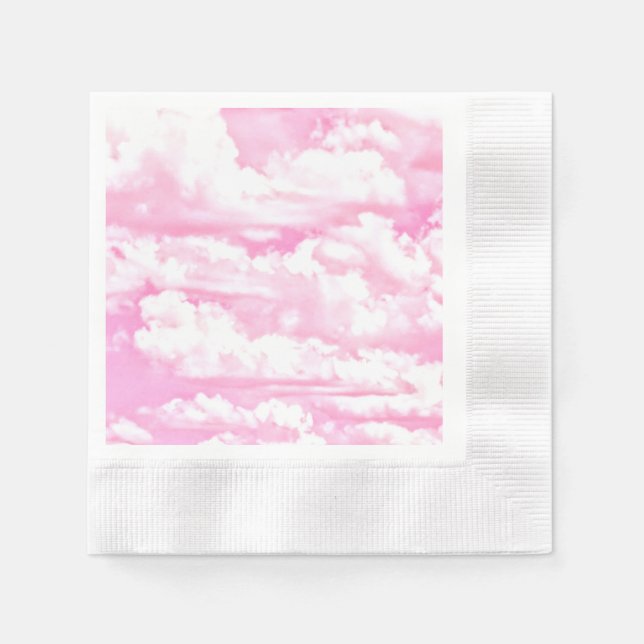 Serviette En Papier Nuages roses festifs (Devant)