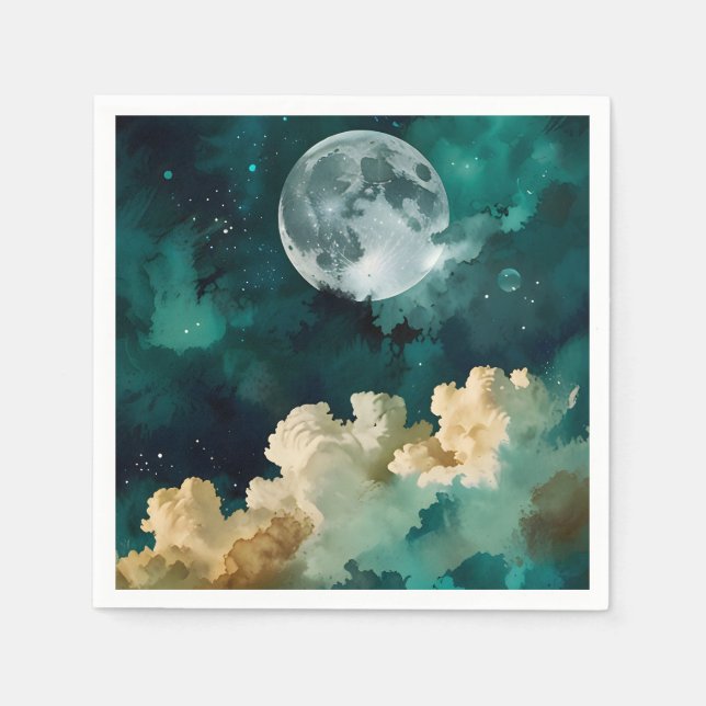 Serviette En Papier Nuages sous la lune (Devant)