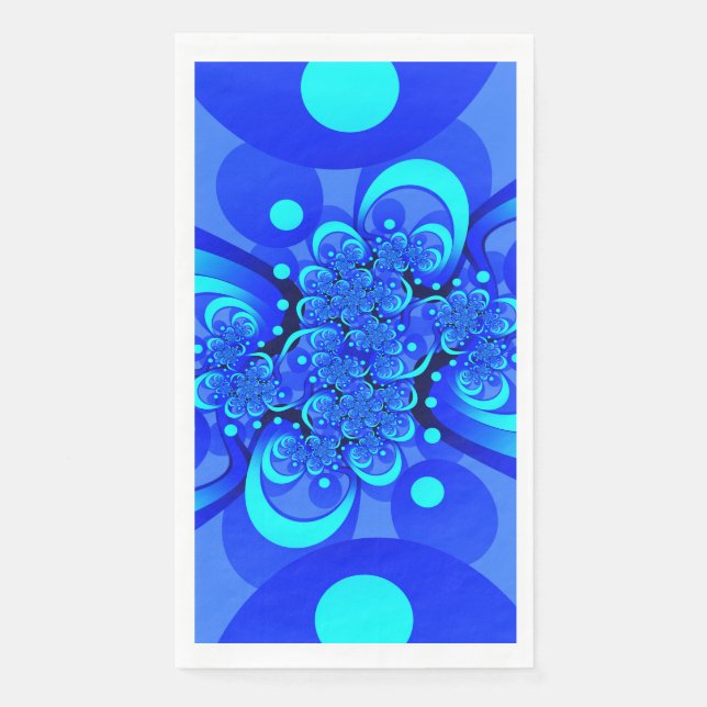 Serviette En Papier Nuances de bleu Art fractal abstrait moderne (Devant)