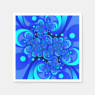 Serviette En Papier Nuances de bleu Art fractal abstrait moderne
