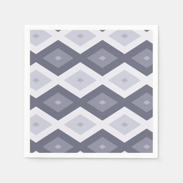 Serviette En Papier Nuances de bleu gris motif diamant (Devant)
