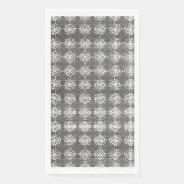 Serviette En Papier Nuances de gris et de dentelle blanche (Devant)