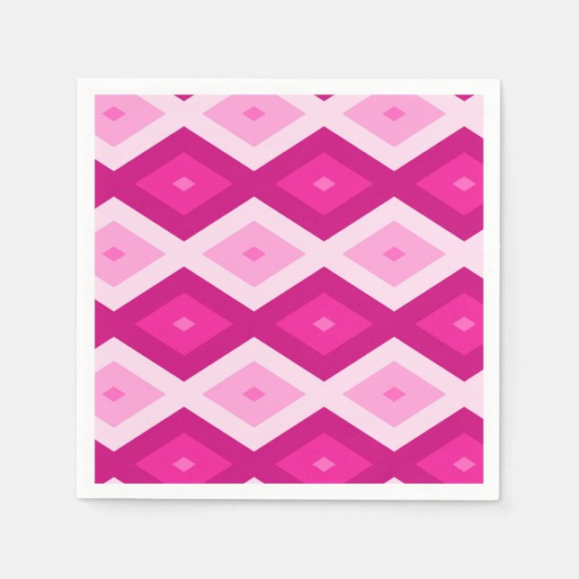 Serviette En Papier Nuances de motif de diamant fuchsia (Devant)