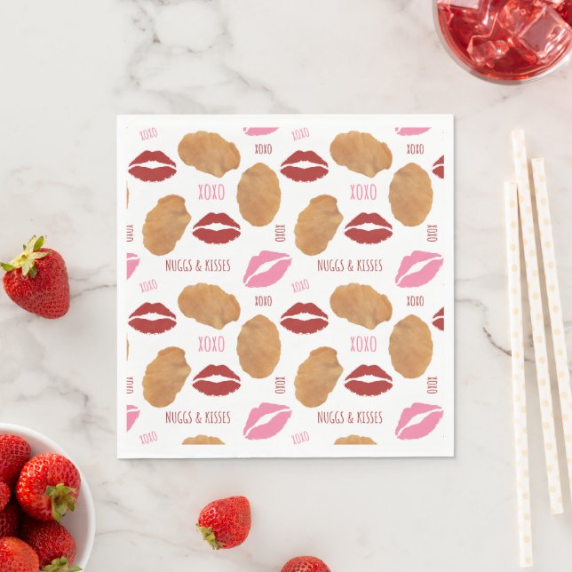 Serviette En Papier Nugs & Bisses Valentine Motif Nuggets Lièvres (En situation)