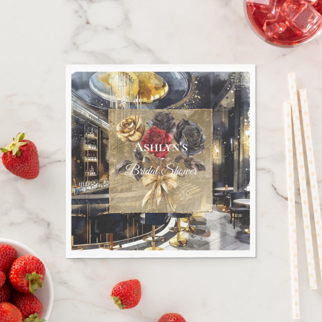 Serviette En Papier Nuit Club Fleurs Mariage Robe de soirée Fleurie  (En situation)