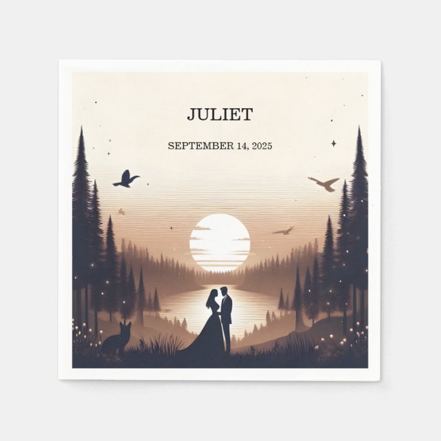 Serviette En Papier Nuit Coucher de soleil Lune Nuage Crépuscule Enter (Devant)