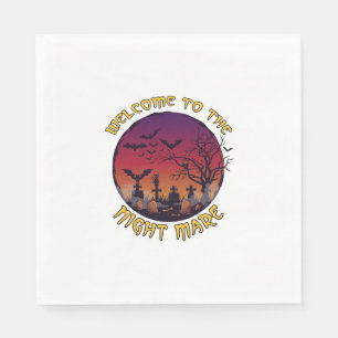 Serviette En Papier Nuit de bienvenue Jument Halloween Lune Rouge Cime