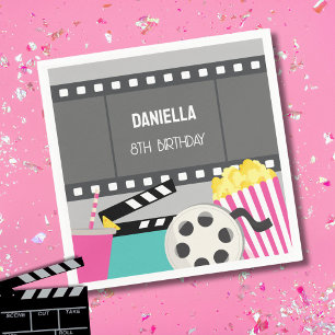 SERVIETTE EN PAPIER NUIT DE FILM ROSE