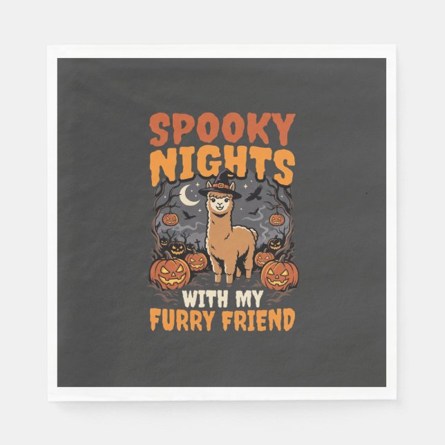 Serviette En Papier Nuit des alpagas d'Halloween (Devant)