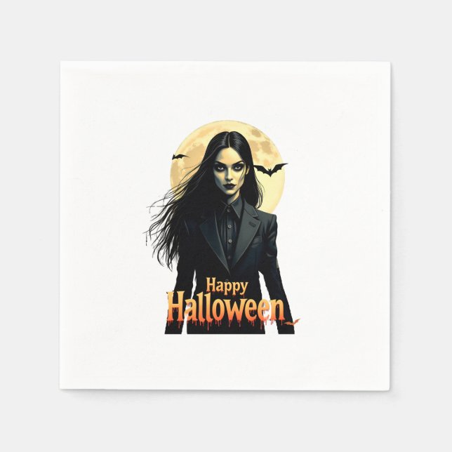 Serviette En Papier Nuit d'Halloween en cuisine (Devant)