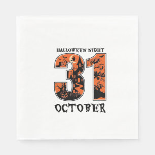 Serviette En Papier Nuit d'Halloween Maison Hantée d'Octobre Sorcière