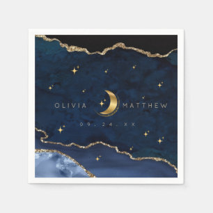 Serviette En Papier Nuit étoilée mariage bleu céleste Lune