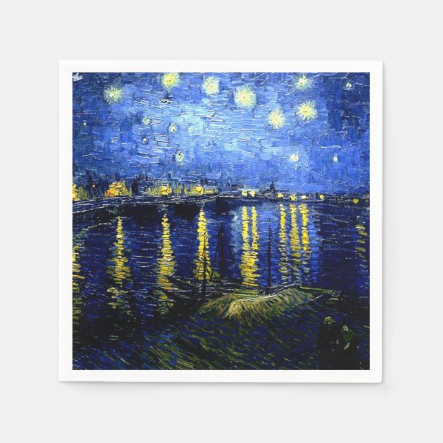 Serviette En Papier Nuit étoilée sur le Rhône, (Devant)