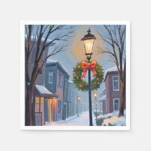 Serviette En Papier Nuit silencieuse   Guirlande de Noël de Watercolor