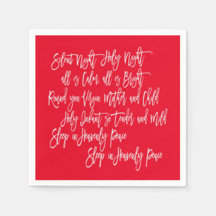 Serviette En Papier Nuit Silencieuse Noël Carol Lyrics Rouge Blanc