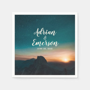 Serviette En Papier Nuit Sky Mountain Galaxy Sunrise Mariage moderne