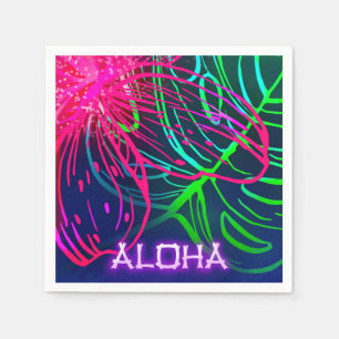 Serviette En Papier Nuit tropicale Luau électrique Neon Aloha Party