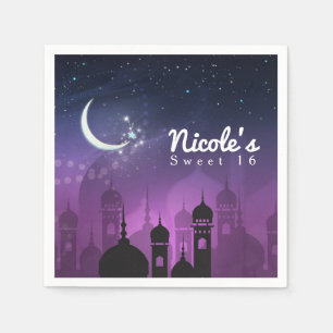 Serviette En Papier Nuits arabes marocaines clair de lune violet