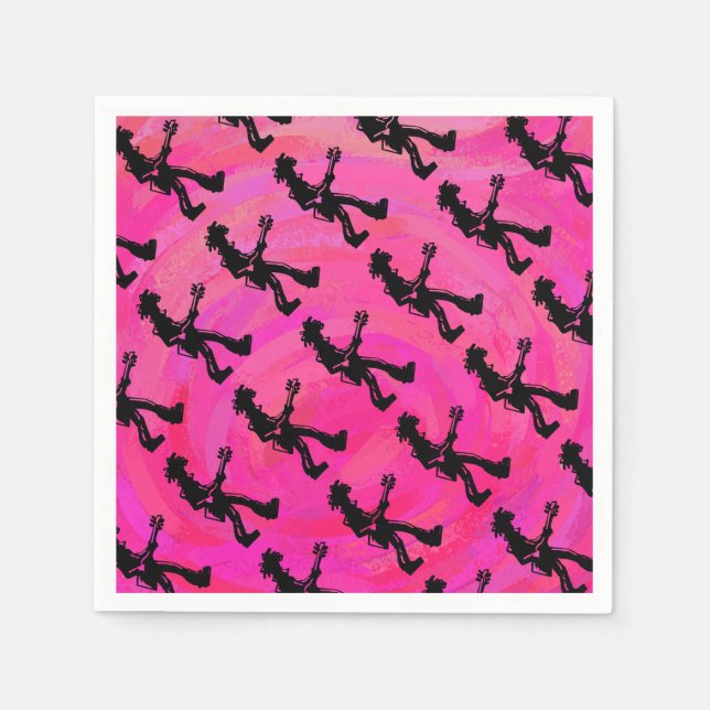 Serviette En Papier Nuits de Boogie New-Yorkais Guitare Rose Chaud (Devant)