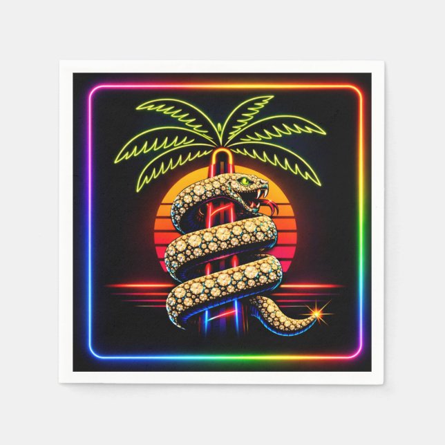Serviette En Papier Nuits néon de Miami Opulence diamant Luxe  (Devant)