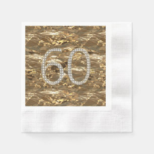 Serviette En Papier Numéro 60 Diamond Mariage Anniversaire Gold Chic