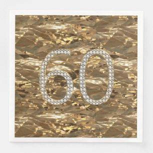Serviette En Papier Numéro 60 Diamond Mariage Anniversaire Gold Chic