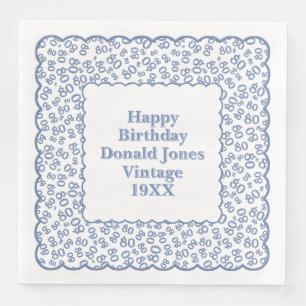 Serviette En Papier Numéro 80e anniversaire Motif pétoncles bleu/blanc