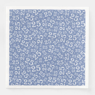 Serviette En Papier Numéro aléatoire 25e âge Motif bleu/blanc