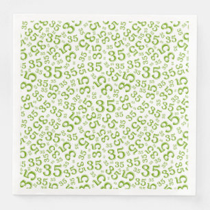 Serviette En Papier Numéro aléatoire 35e âge Motif vert/blanc