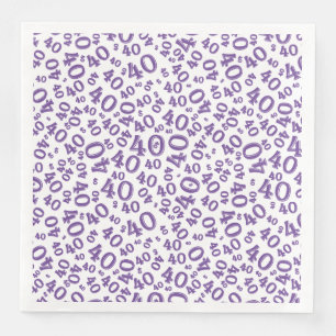 Serviette En Papier Numéro aléatoire 40e âge Motif violet/blanc
