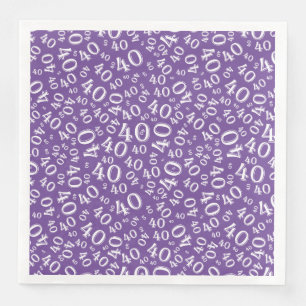 Serviette En Papier Numéro aléatoire 40e âge Motif violet/blanc