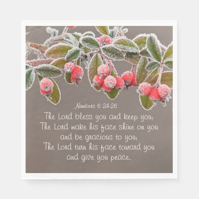 Serviette En Papier Numéros 6 24-26 Le Seigneur vous bénisse et vous g (Devant)