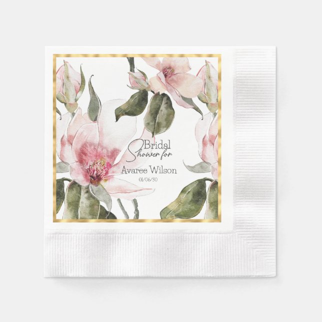 Serviette En Papier Nuptiale d'aquarelle florale (Devant)