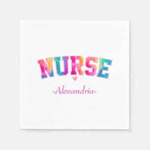 Serviette En Papier "Nurse" en Elegant Rainbow Colors   Vibrant &