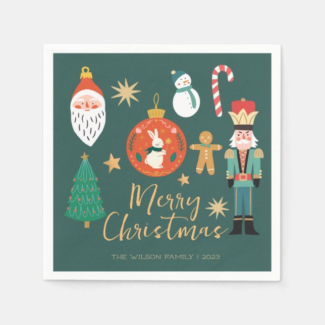 Serviette En Papier Nutcracker de Noël Père Noël Cookie (Devant)