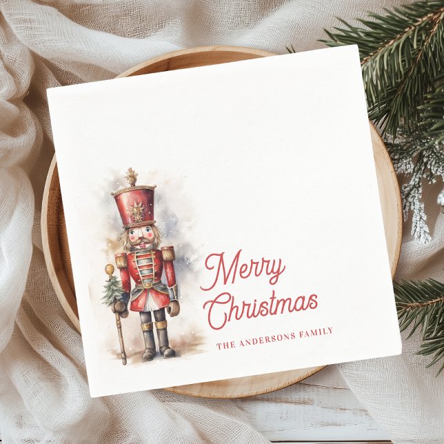 Serviette En Papier Nutcracker Joyeux Noël Nom personnalisé (Créateur téléchargé)