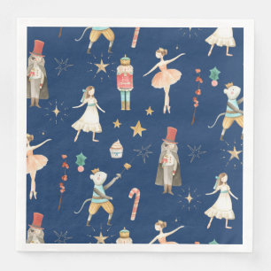 Serviette En Papier Nutcracker Noël Vacances bleu marine