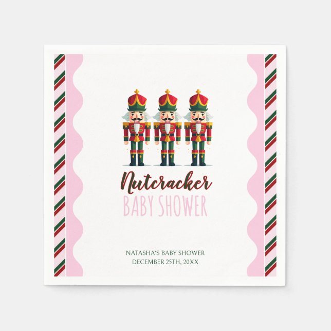 Serviette En Papier Nutcracker rose fille Baby shower de Noël (Devant)