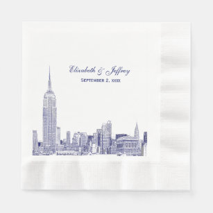 Serviette En Papier NYC Skyline 01 Etchd do-it-yourself BG Couleur Mar