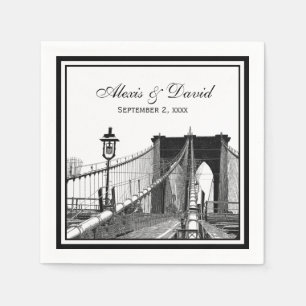 Serviette En Papier NYC Skyline Brooklyn Bridge #2 SQ Mariage